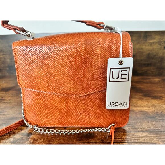 URBAN Expressions Kyla Mini Bag Vegan Leather Crossbody Purse Pumpkin Orange NWT - Picture 4 of 13